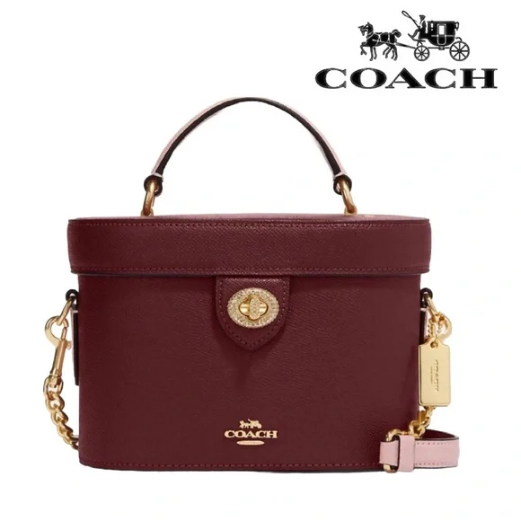 SOLD!! COACH Kay Crossbody With Glitter In Black Cherry Leather - Picture 13 of 14